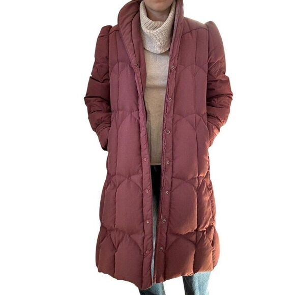 Vintage 1970s Saxton Hall Dusty Pink Quilted Goose Down Puffer Trench Coat Sz M - Picture 7 of 10